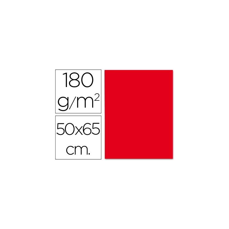 CARTULINA LIDERPAPEL 50X65 CM 180G/M2 ROJO NAVIDAD (PACK INDIVISIBLE 5 UDS)