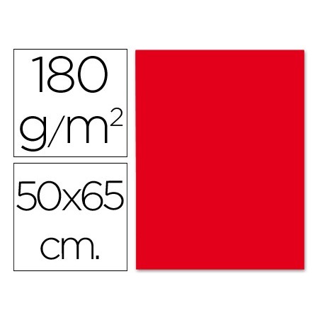 CARTULINA LIDERPAPEL 50X65 CM 180G/M2 ROJO NAVIDAD (PACK INDIVISIBLE 5 UDS)