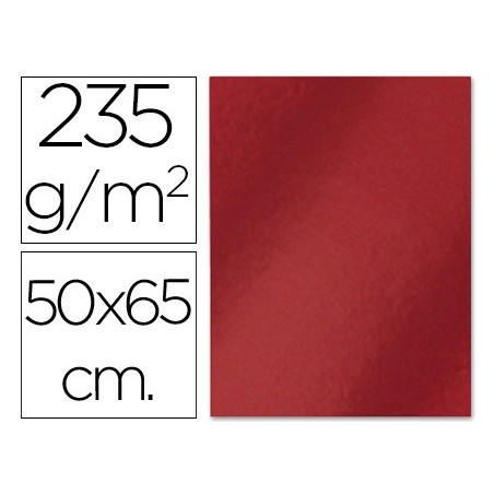 CARTULINA LIDERPAPEL 50X65 CM 235G/M2 METALIZADA ROJO