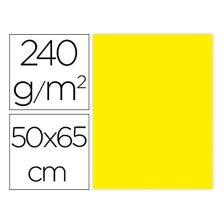 CARTULINA LIDERPAPEL 50X65 CM 240G/M2 AMARILLO LIMON PAQUETE DE 25 UNIDADES