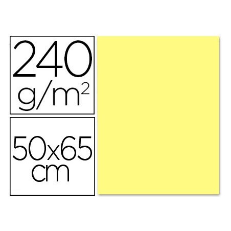 CARTULINA LIDERPAPEL 50X65 CM 240G/M2 AMARILLO MEDIO PAQUETE DE 25 UNIDADES