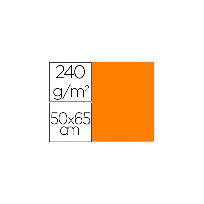 CARTULINA LIDERPAPEL 50X65 CM 240G/M2 NARANJA PAQUETE DE 25 UNIDADES