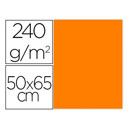 CARTULINA LIDERPAPEL 50X65 CM 240G/M2 NARANJA PAQUETE DE 25 UNIDADES
