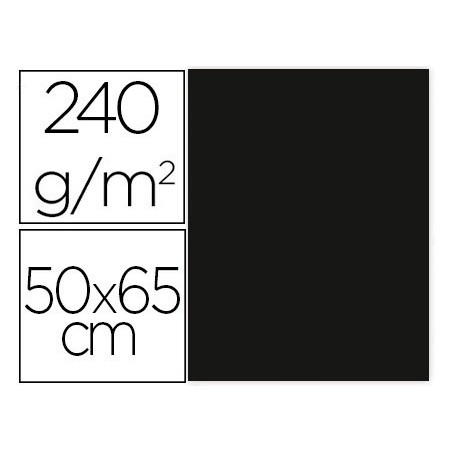 CARTULINA LIDERPAPEL 50X65 CM 240G/M2 NEGRO PAQUETE DE 25 UNIDADES