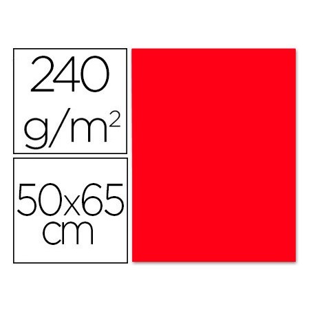 CARTULINA LIDERPAPEL 50X65 CM 240G/M2 ROJO NAVIDAD PAQUETE DE 25 UNIDADES