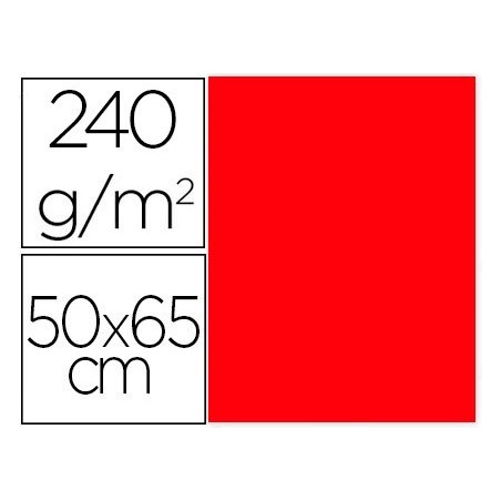 CARTULINA LIDERPAPEL 50X65 CM 240G/M2 ROJO PAQUETE DE 25 UNIDADES