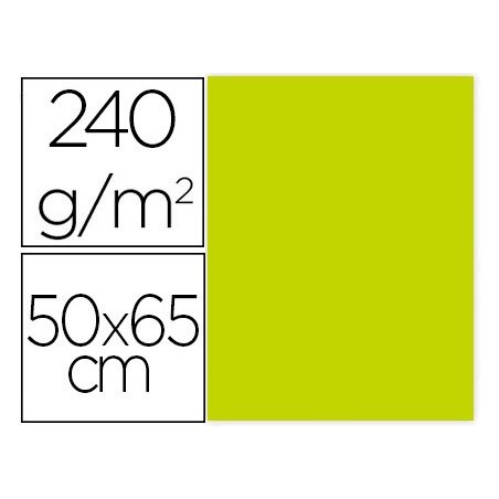 CARTULINA LIDERPAPEL 50X65 CM 240G/M2 VERDE PISTACHO PAQUETE DE 25 UNIDADES