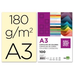CARTULINA LIDERPAPEL A3 180G/M2 CREMA PAQUETE DE 100 HOJAS