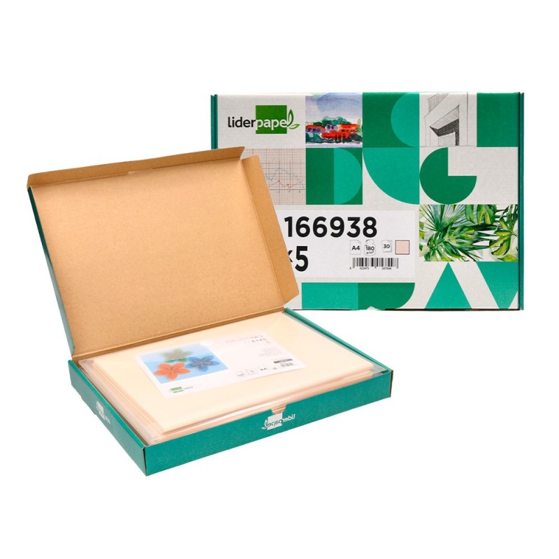 CARTULINA LIDERPAPEL A4 180G/M2 CREMA PAQUETE DE 25+5 HOJAS