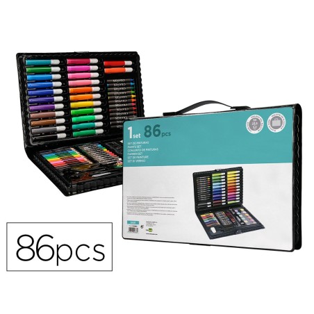ESTUCHE DE PINTURA LIDERPAPEL PLASTICO 86 PIEZAS 34X23X3,2 CM