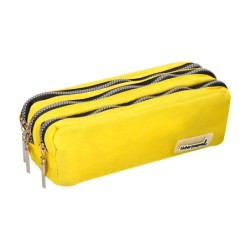 BOLSO ESCOLAR LIDERPAPEL PORTATODO RECTANGULAR 3 BOLSILLOS AMARILLO PASTEL 185X80X70 MM