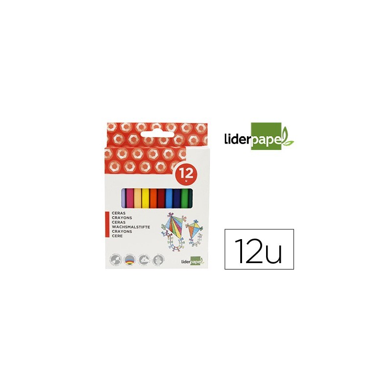 LAPICES CERA LIDERPAPEL CAJA DE 12 COLORES