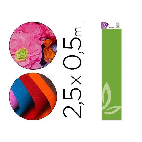 PAPEL CRESPON LIDERPAPEL 50 CM X 2,5 M 34G/M2 VERDE FLUORESCENTE