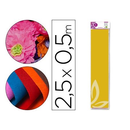 PAPEL CRESPON LIDERPAPEL 50 CM X 2.5M 34G/M2 AMARILLO ORO