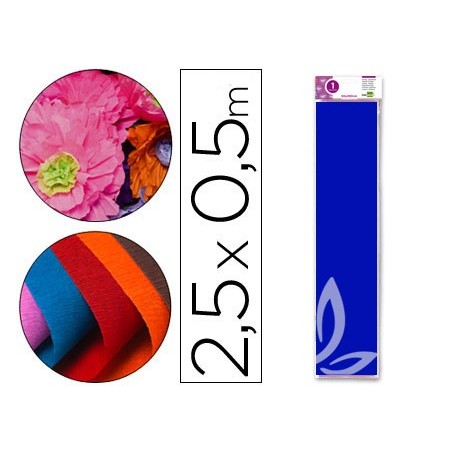 PAPEL CRESPON LIDERPAPEL 50 CM X 2.5M 34G/M2 AZUL MARINO