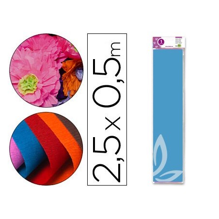 PAPEL CRESPON LIDERPAPEL 50 CM X 2.5M 34G/M2 CELESTE