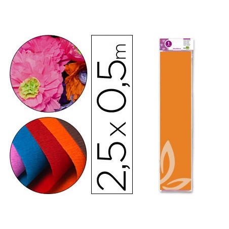 PAPEL CRESPON LIDERPAPEL 50 CM X 2.5M 34G/M2 SALMON