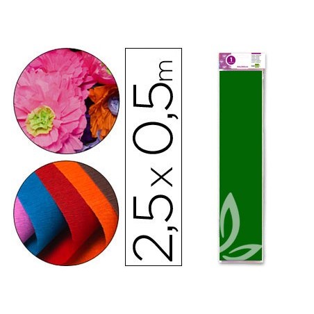 PAPEL CRESPON LIDERPAPEL 50 CM X 2.5M 34G/M2 VERDE OSCURO