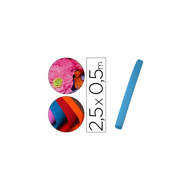 PAPEL CRESPON LIDERPAPEL ROLLO DE 50 CM X 2,5 M 85G/M2 CELESTE