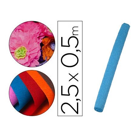 PAPEL CRESPON LIDERPAPEL ROLLO DE 50 CM X 2,5 M 85G/M2 CELESTE