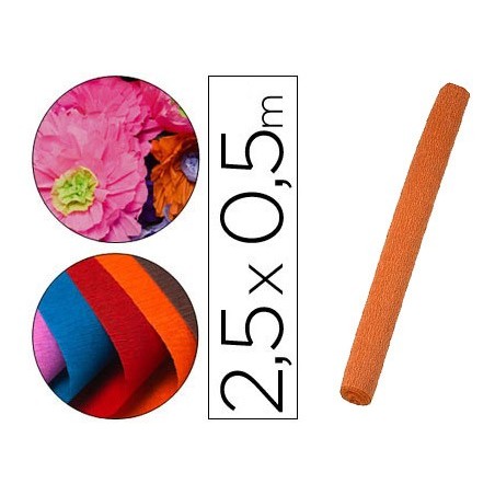PAPEL CRESPON LIDERPAPEL ROLLO DE 50 CM X 2,5 M 85G/M2 NARANJA