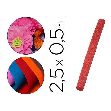 PAPEL CRESPON LIDERPAPEL ROLLO DE 50 CM X 2,5 M 85G/M2 ROJO