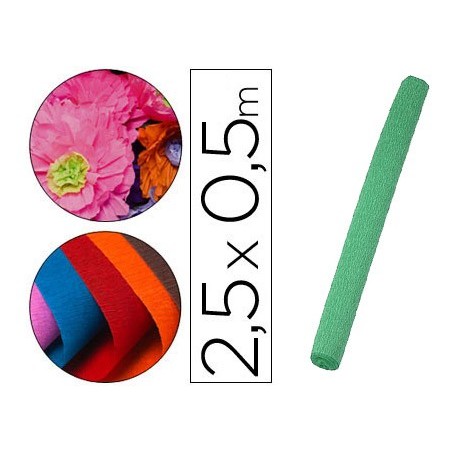 PAPEL CRESPON LIDERPAPEL ROLLO DE 50 CM X 2,5 M 85G/M2 VERDE