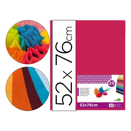 PAPEL SEDA LIDERPAPEL ROSA FUERTE 52X76 CM 18 GR -PAQUETE DE 25 HOJAS
