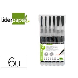 PINCELES LIDERPAPEL RECARGABLES PARA PRODUCTOS ACUARELABLES SET DE 6 UNIDADESGROSOR PUNTAS SURTIDAS
