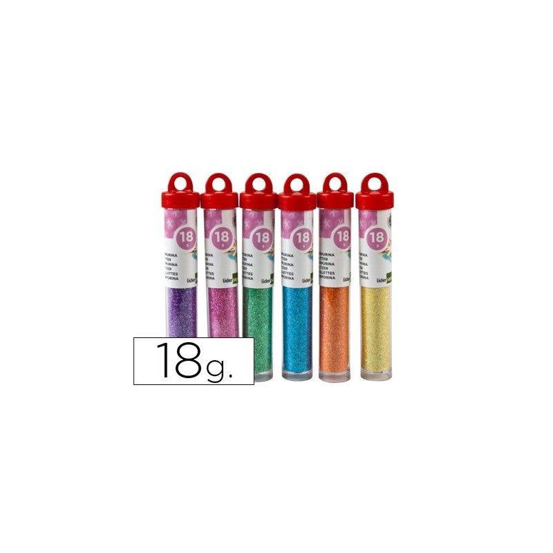 PURPURINA LIDERPAPEL FANTASIA COLORES METALICOS PASTELES BOTE DE 18 GR
