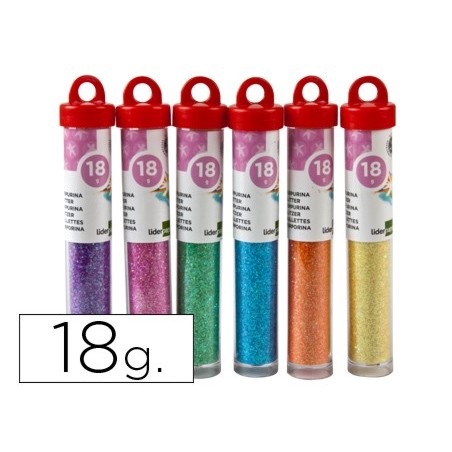 PURPURINA LIDERPAPEL FANTASIA COLORES METALICOS PASTELES BOTE DE 18 GR