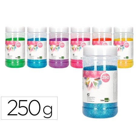 PURPURINA LIDERPAPEL FANTASIA COLORES METALICOS PASTELES SURTIDOS BOTE DE 250 GR (PACK INDIVISIBLE 6 UDS)