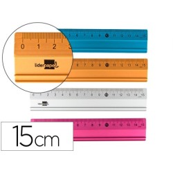 REGLA LIDERPAPEL 15 CM ALUMINIO COLORES SURTIDOS (PACK INDIVISIBLE 48 UDS)