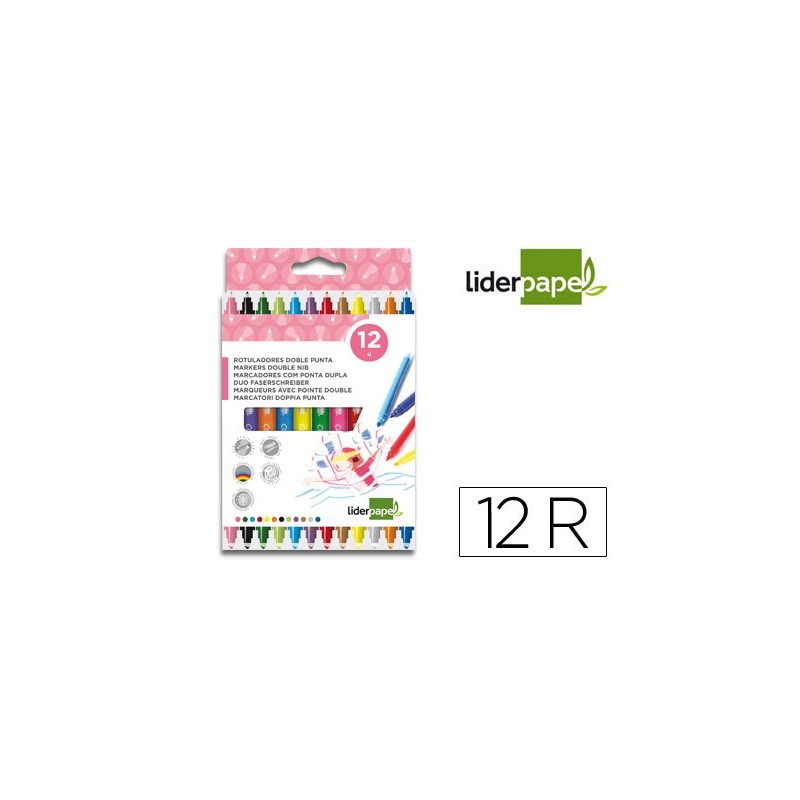 ROTULADOR LIDERPAPEL DUO CAJA 12 COLORES