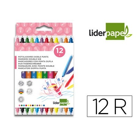 ROTULADOR LIDERPAPEL DUO CAJA 12 COLORES