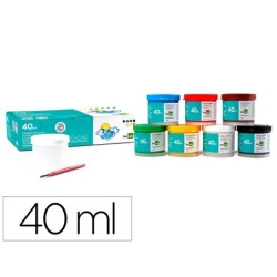 TEMPERA LIDERPAPEL ESCOLAR 40 ML 7 COLORES SURTIDOS + PINCEL