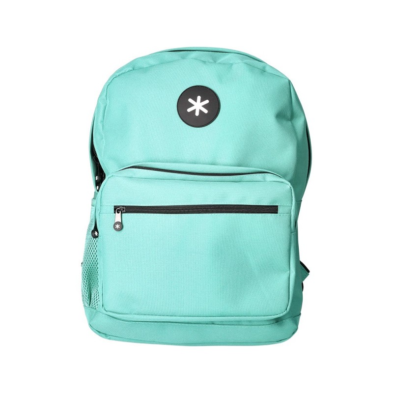 CARTERA ANTARTIK MOCHILA CON ASA Y BOLSILLO FRONTAL CONCREMALLERA COLOR VERDE MENTA 320X140X430 MM