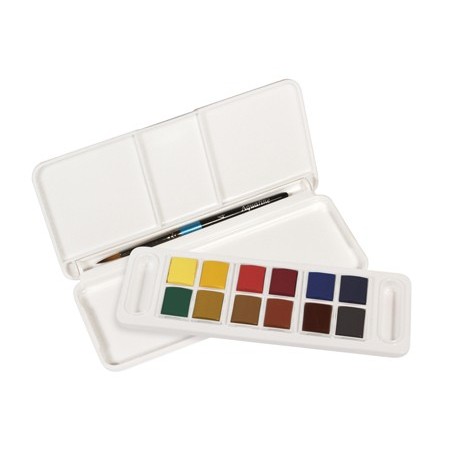 ACUARELA DALER ROWNEY AQUAFINE TRAVEL SET CON PINCEL CAJA DE 12 COLORES SURTIDOS