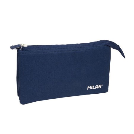 BOLSO ESCOLAR PORTATODO MILAN 1918 COLLECTION 3 CREMALLERAS Y 5 COMPARTIMENTOS AZUL MARINO 215X35X125 MM