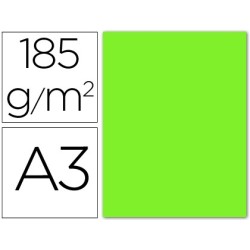 CARTULINA GUARRO DIN A3 VERDE FLUORESCENTE 250 GR PAQUETE 50 HOJAS