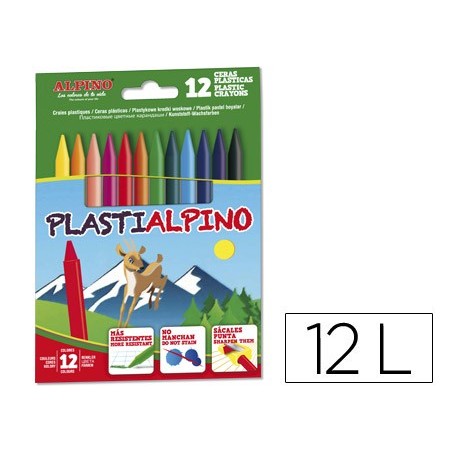 LAPICES CERA PLASTIALPINO CAJA DE 12 COLORES SURTIDOS