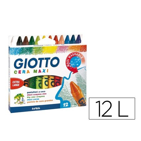 LAPICES CERA GIOTTO MAXI CAJA DE 12 COLORES