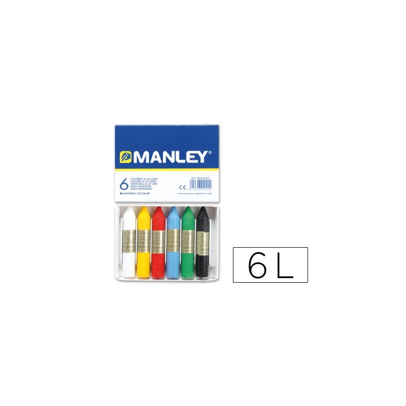 LAPICES CERA MANLEY CAJA DE 6 COLORES REF.106