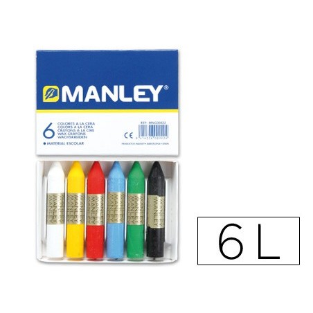 LAPICES CERA MANLEY CAJA DE 6 COLORES REF.106