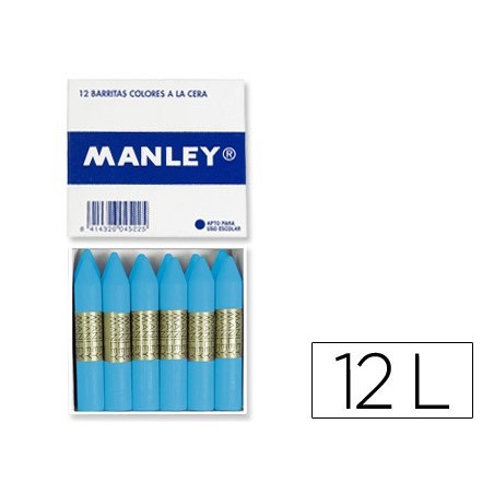 LAPICES DE CERA MANLEY UNICOLOR CELESTE CLARO N.41 CAJA DE 12 UNIDADES