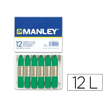 LAPICES CERA MANLEY UNICOLOR VERDE NATURAL N.21 CAJA DE 12 UNIDADES