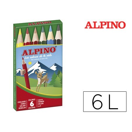 LAPICES DE COLORES ALPINO 651 CAJA DE 6 COLORES CORTOS