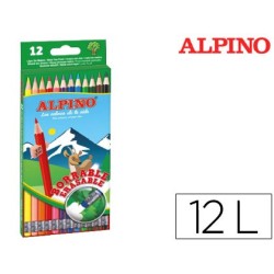 LAPICES DE COLORES ALPINO BORRABLE CON GOMA CAJA DE 12 COLORES SURTIDOS