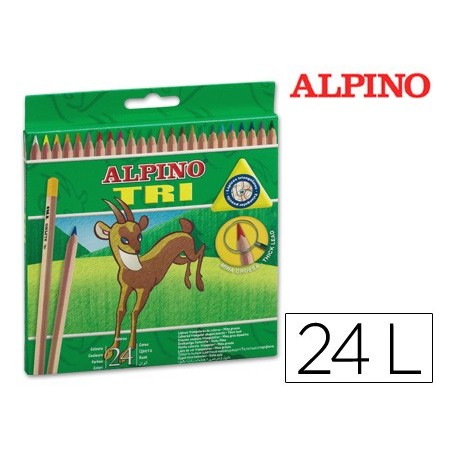 LAPICES DE COLORES ALPINO TRI ESTUCHE DE 24 COLORES SURTIDOS