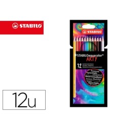 LAPICES DE COLORES STABILO AQUACOLOR ARTY LINE ACUARELABLES ESTUCHE DE CARTON DE 12 UNIDADES COLORES
